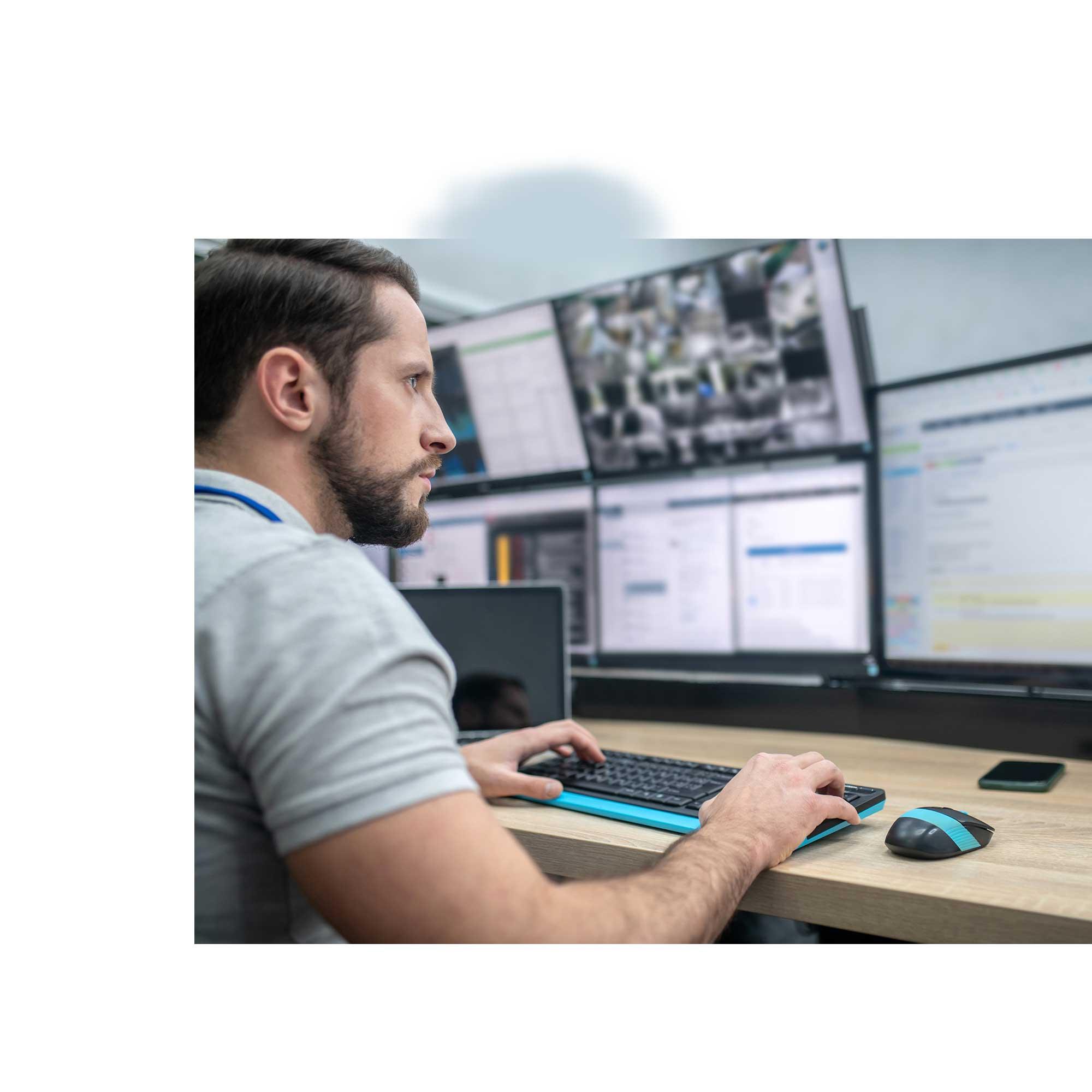 Public safety officer using CentralSquare computer aided dispatch software.