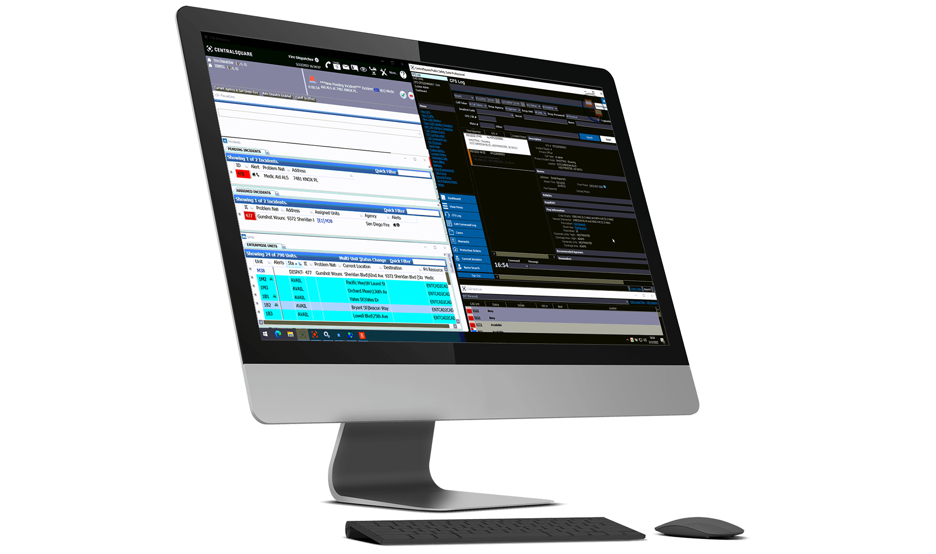 A screenshot of CentralSquare's Public Safety software on a desktop computer monitor.